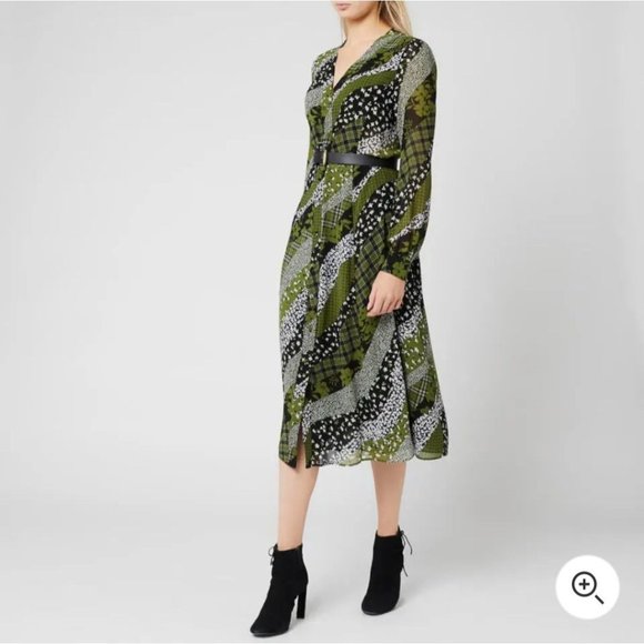 Michael kors womens Dress evergreen button down closure with belt new sz 2X - Picture 3 of 11